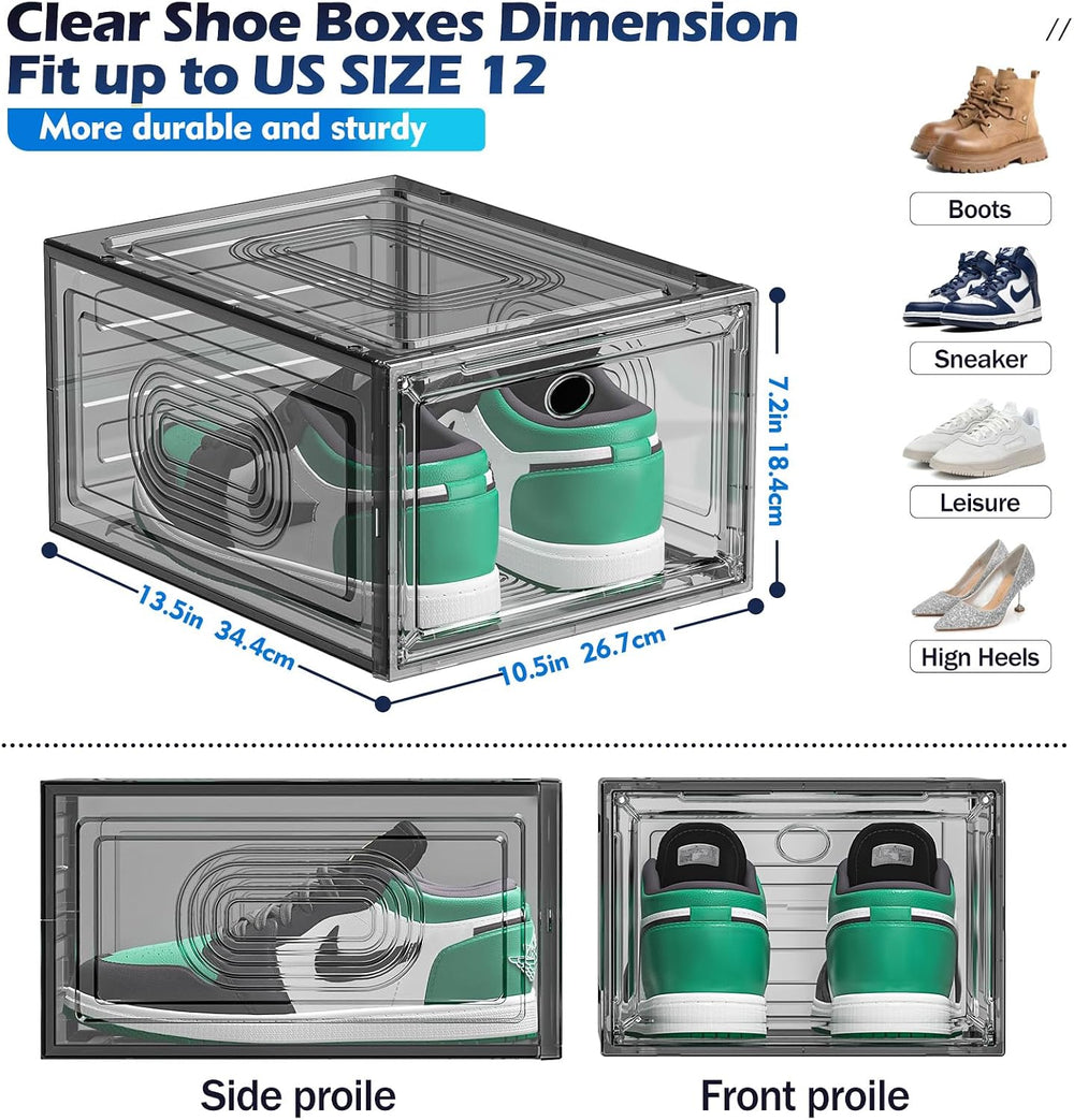 YFXCVSL 10 Pack Shoe Organizer, Upgrade Sturdy Shoe Boxes Stackable Shoe Stor...