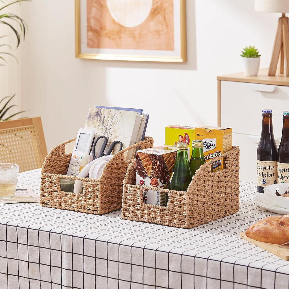 OIAHOMY Pantry Baskets for Organizing, Paper Rope Baskets with Built-in Handl...
