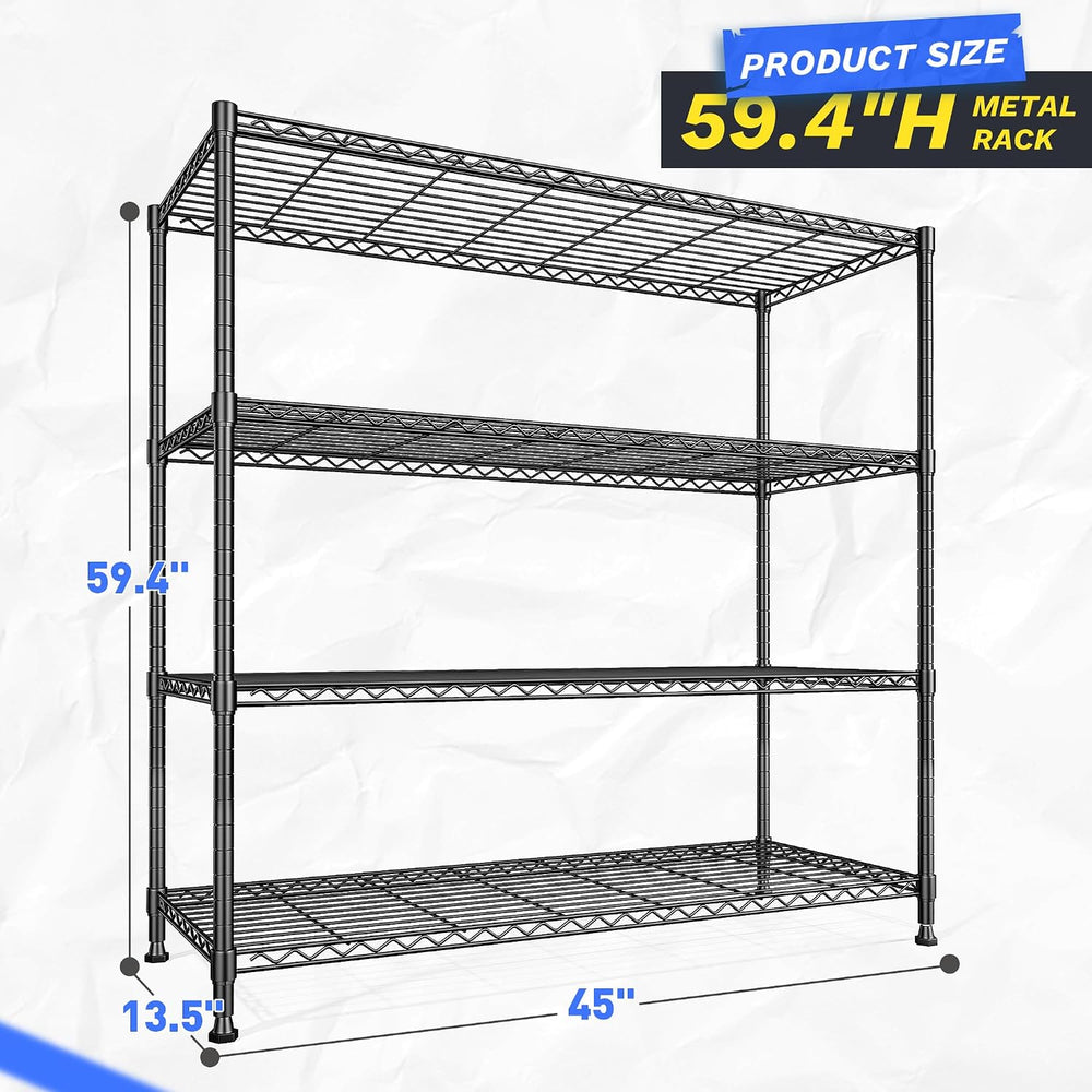 2 Set of 45 "W Metal Shelving Unit 4 Tier Storage Shelves Adjustable Wir...