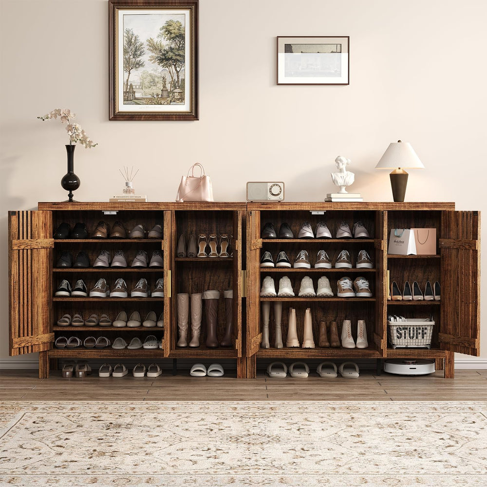 UNIQUITE Shoe Storage Cabinet with 3 Shutter Doors, 30 Pairs Shoe Cabinet wit...