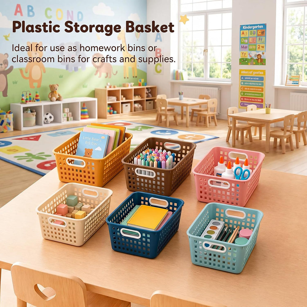 Geetery 12 Pcs Classroom Storage Baskets 11 x 7" Plastic Bins,Boho