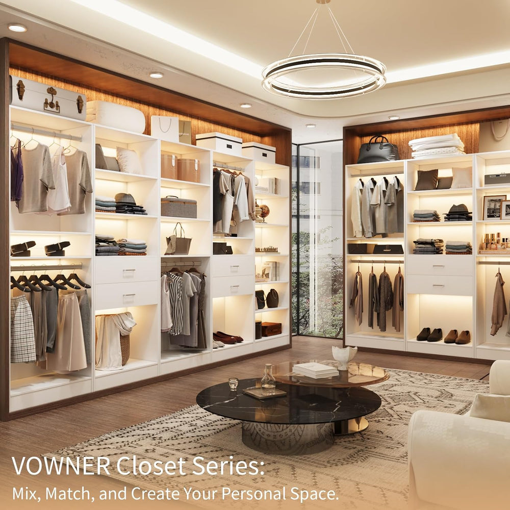 VOWNER 78.7'' H Closet Organizer System with Drawers, Small Closet Wa...