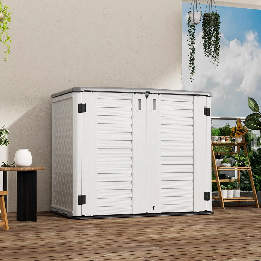 Mrosaa Outdoor Patio Storage Shed,Waterproof Horizontal Outdoor Storage Cabin...