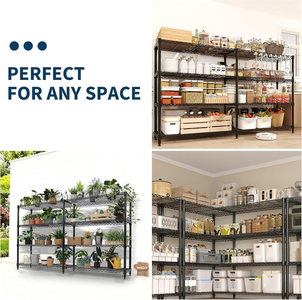 4-Tier Metal Storage Shelves,70.8" W x 15.8" D x 59.5" H, 265 ...