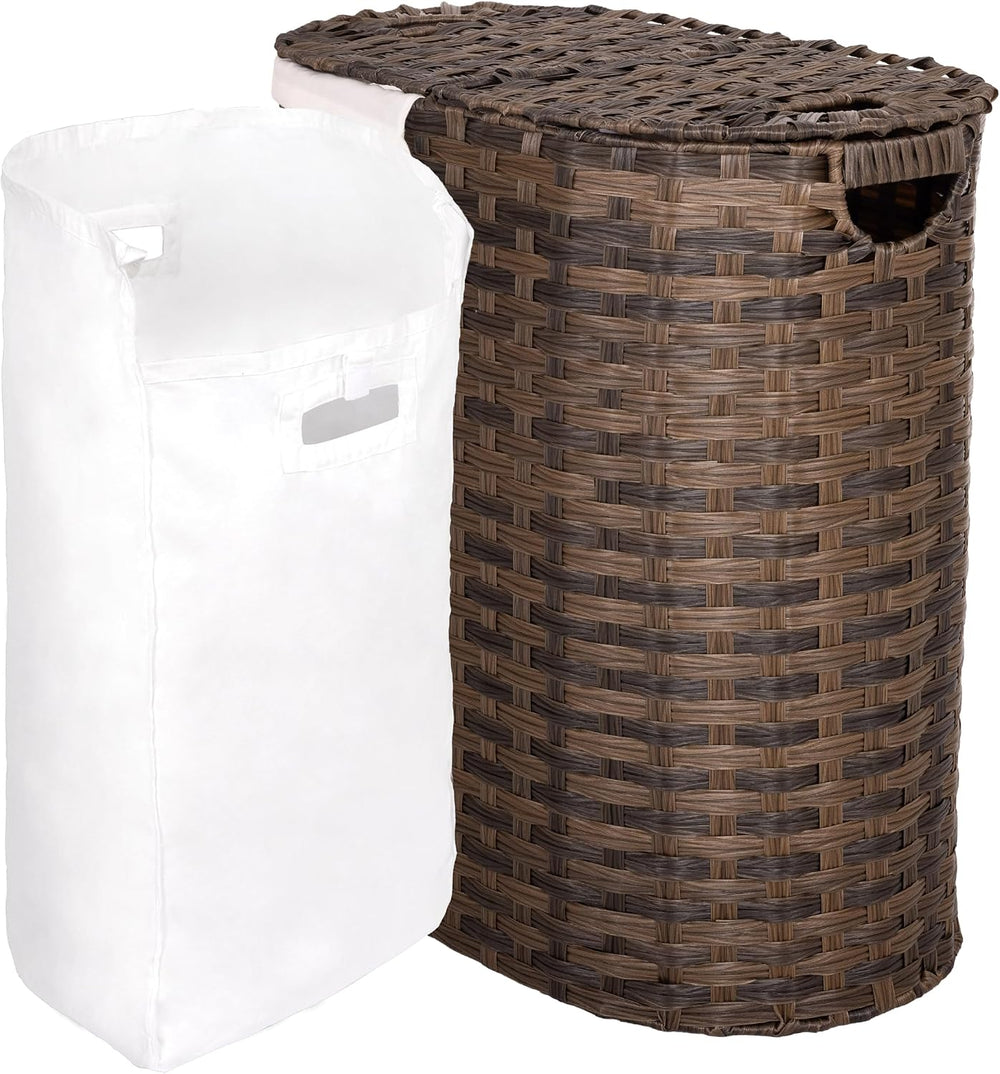 Seville Classics Premium Handwoven Portable Laundry Bin Basket with Carrying ...
