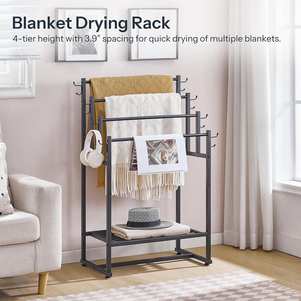 HOOBRO 4-Tier Free Standing Towel Rack for Bathroom, Blanket Rack Stand, 23.6...