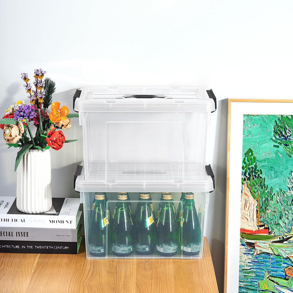 Cetomo Lidded Storage Bin with Handle, Storage Bins with Lid, Organizing Cont...