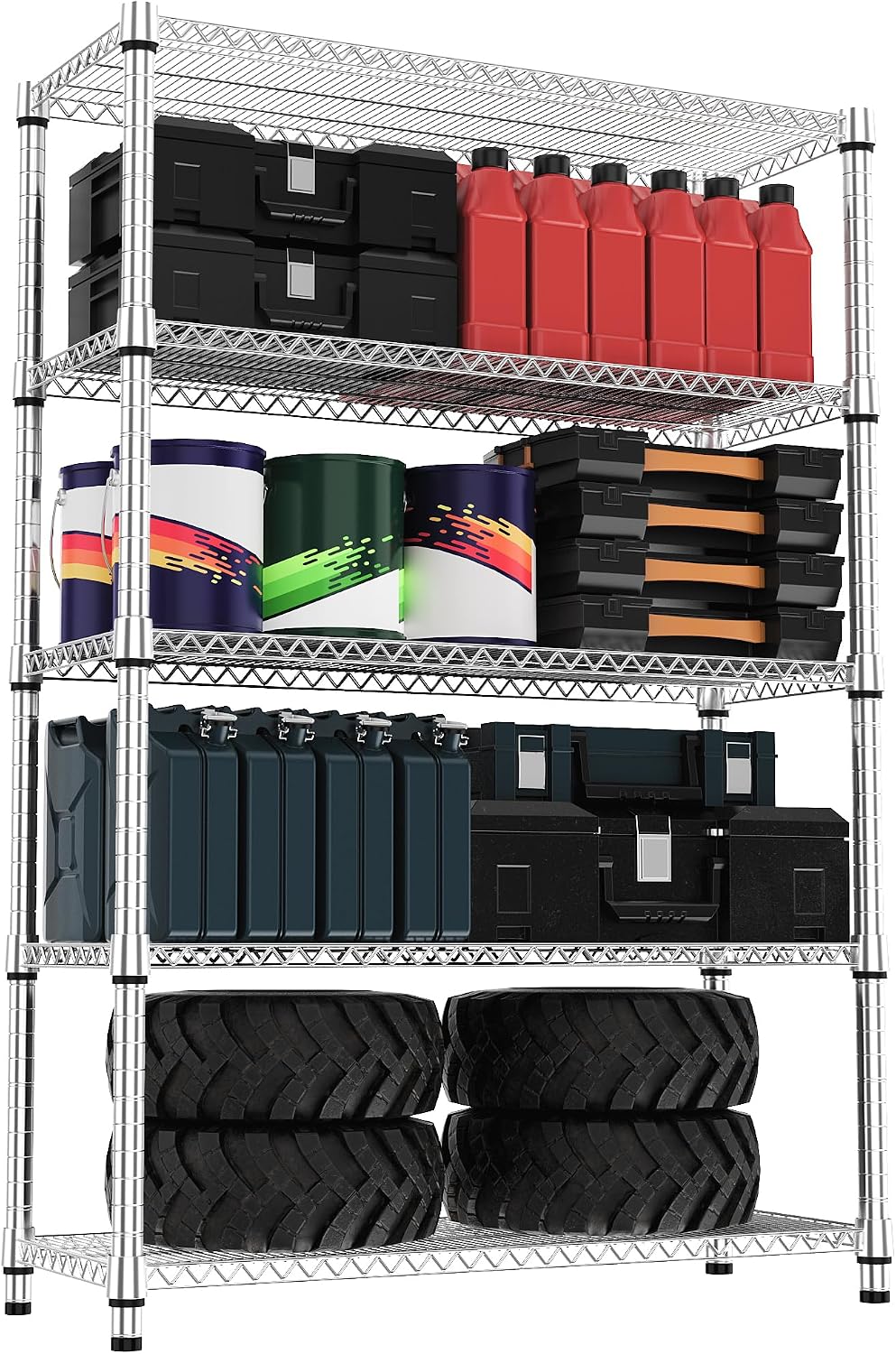 M MZG 5 Tiers Shelf Metal Storage Shelves 3300 lbs Steel Storage Shelving Uti...