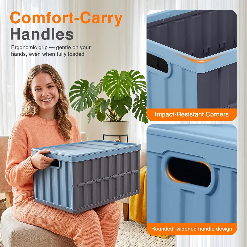Citylife 64L Collapsible Storage Bins with Lids Plastic Storage Containers fo...