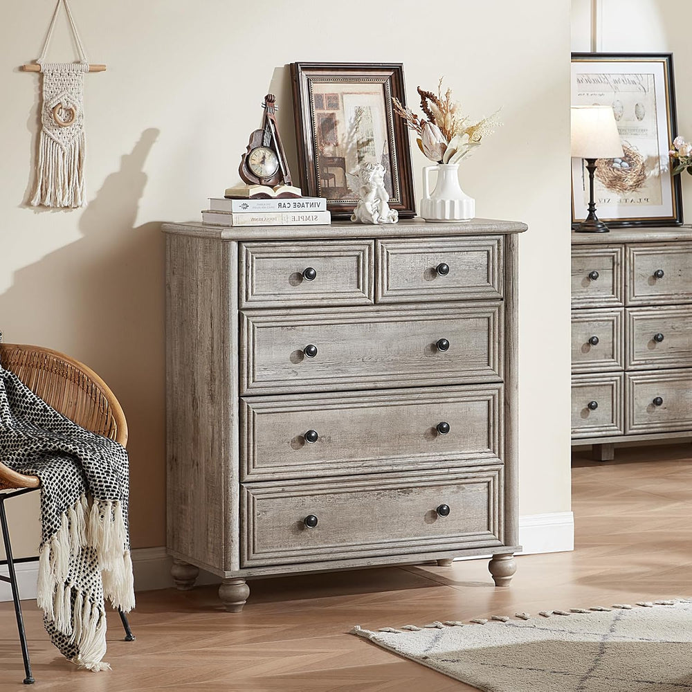 RWYHG Farmhouse 5 Drawer Dresser for Bedroom, 35.5" Small Dressers