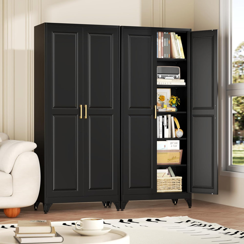 75" Metal Storage Cabinet, Garage Cabinet with Doors and Shelves