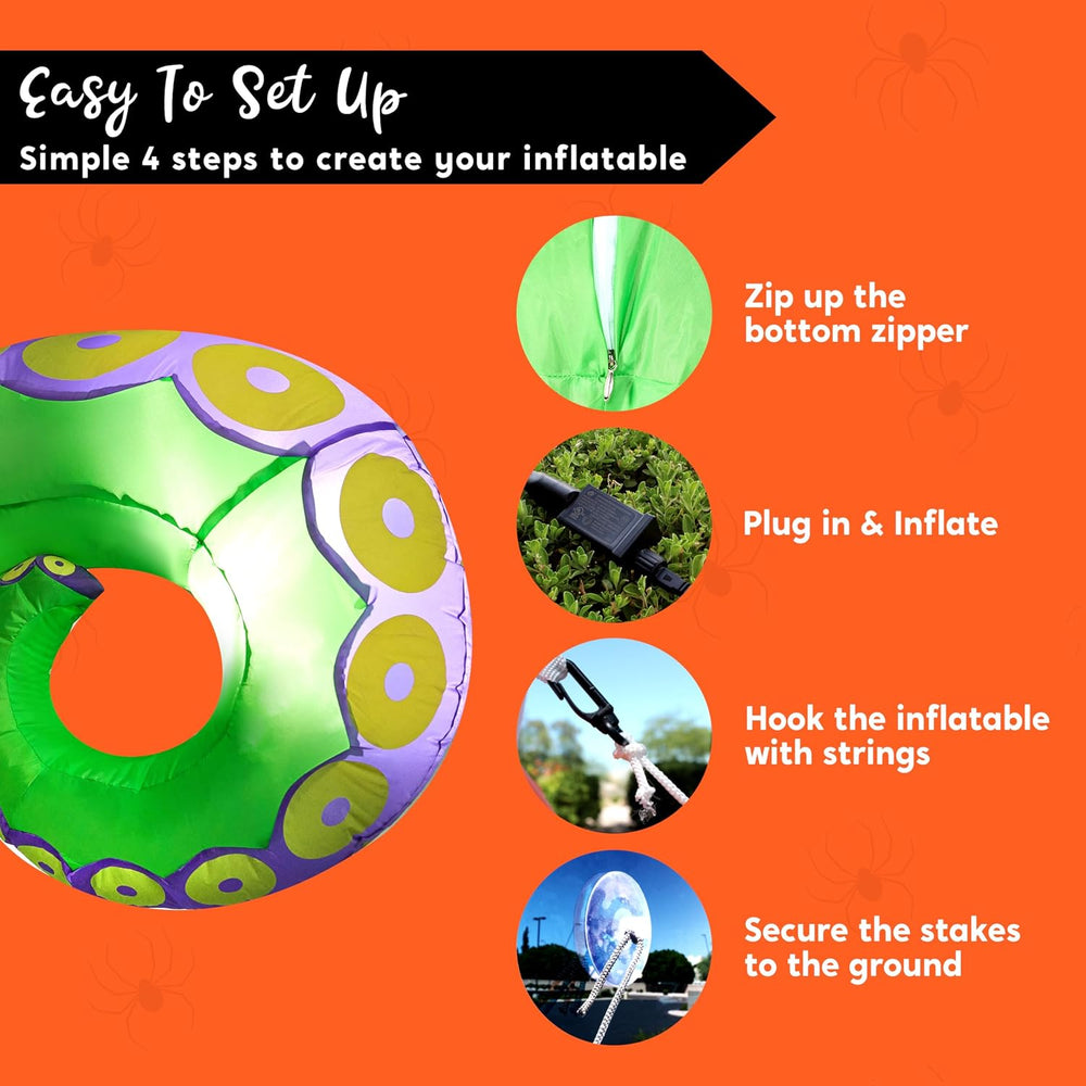 Joiedomi 3 Pcs Halloween Inflatables Green Octopus Tentacle Outdoor Decoratio...