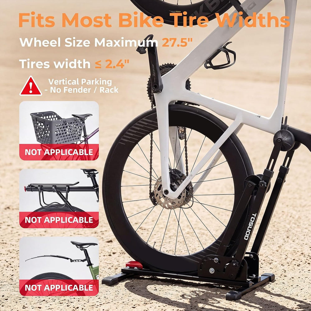 Bike Stand 2-in-1 Vertical Horiz Floor Adjustable for 24-27.5"