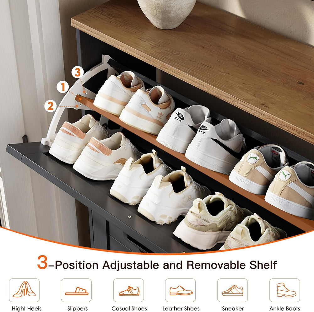 Nicetree Shoe Storage Cabinet for Entryway, 9.1" Ultra Slim 3-Drawer Fli...