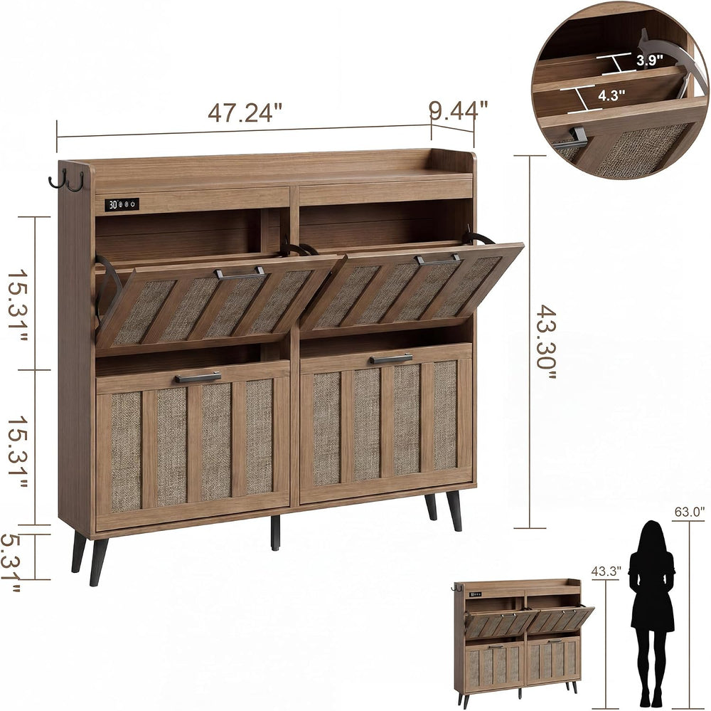 ChooChoo Shoe Storage Cabinet with 4 Flip Drawers and Deodorizer