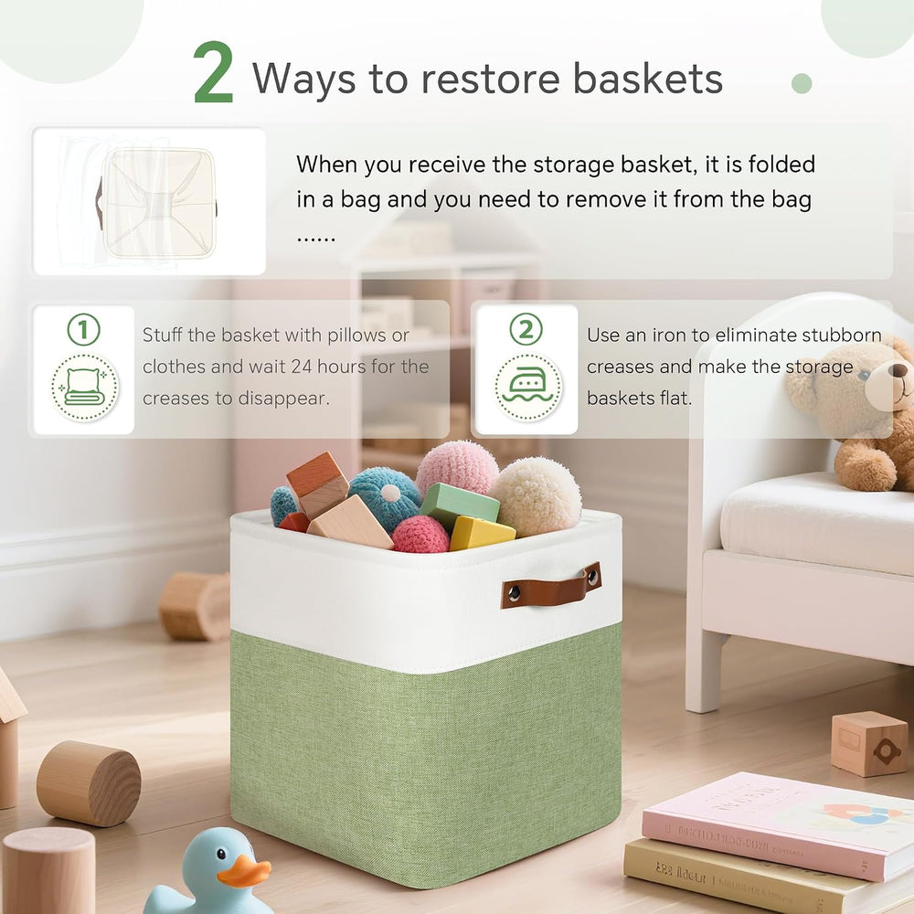 FinishingBo 11x11 Cube Storage Bins 6 Pack, Fabric Basket with Handles