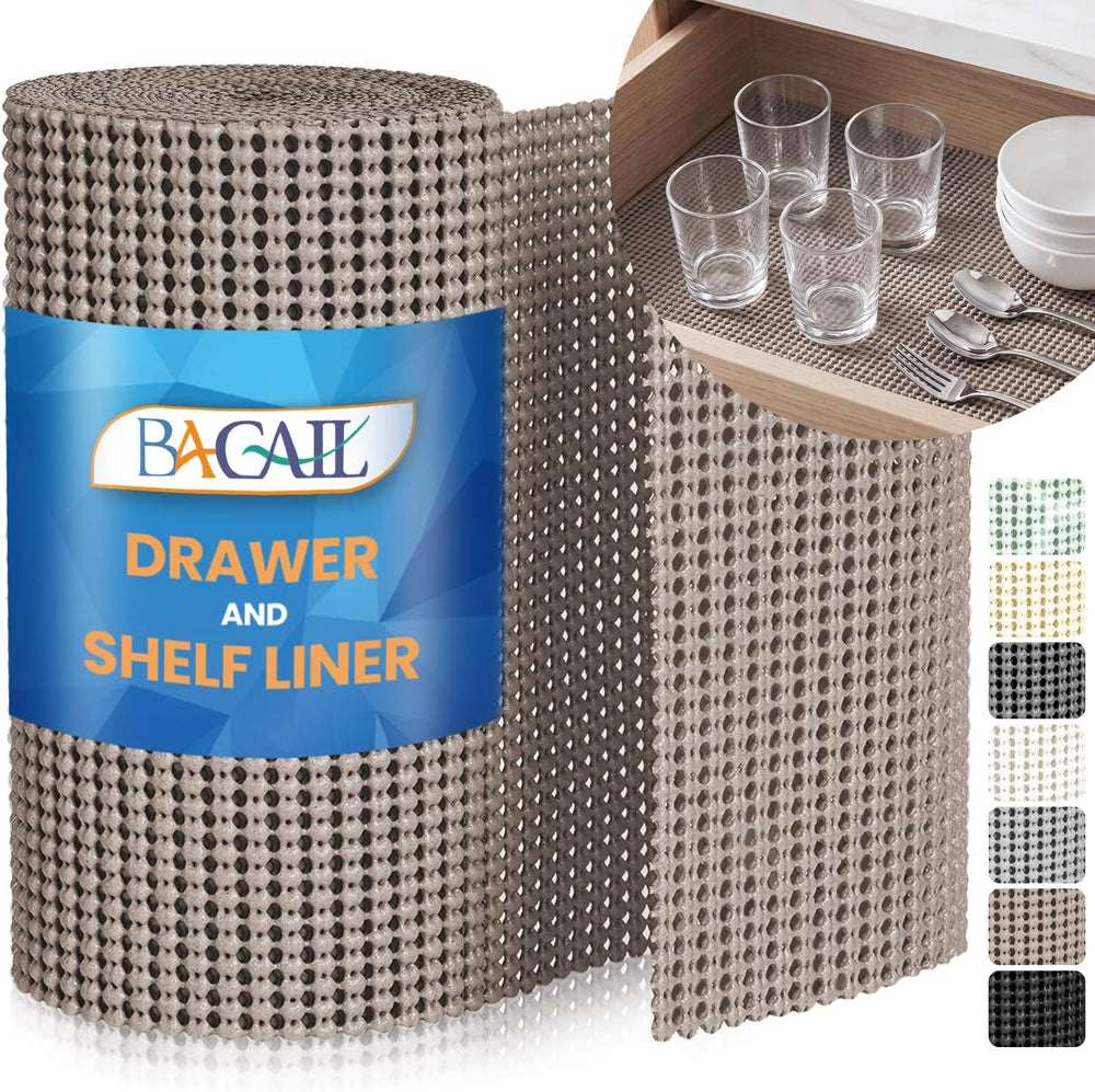 BAGAIL Drawer and Shelf Liner, Non Slip Cabinet Liner, 12" x30', Beige
