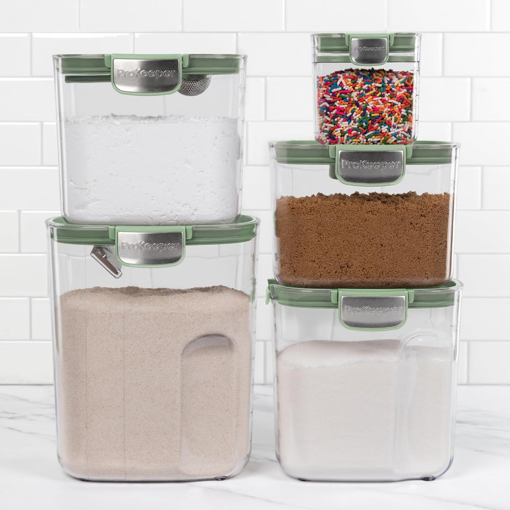 ProKeeper+ Airtight Food Storage Container Set – Clear Plastic Flour and Suga...