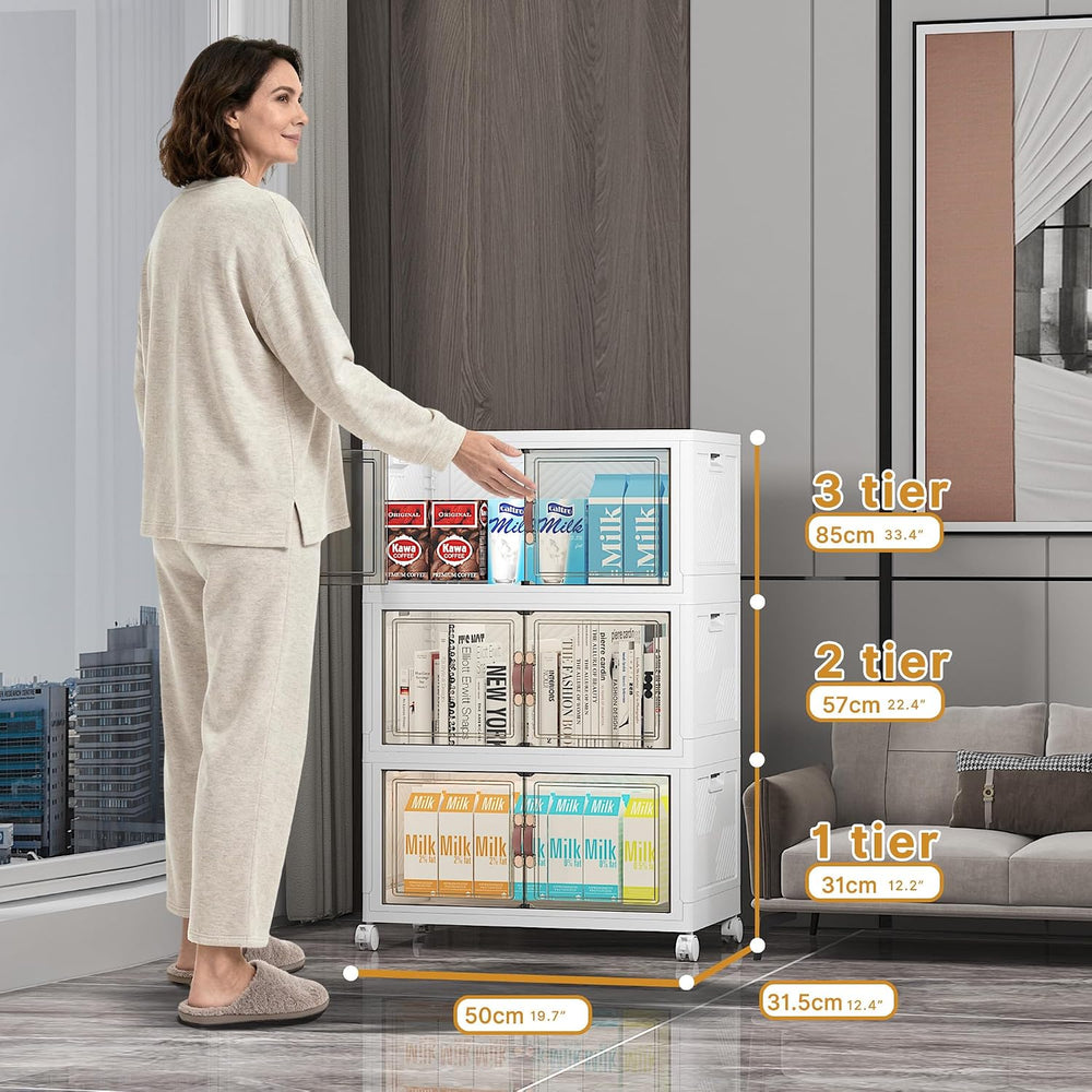 UAMFURI Stackable Storage Bins with Lid, 156QT Plastic Cabinet with Wheels