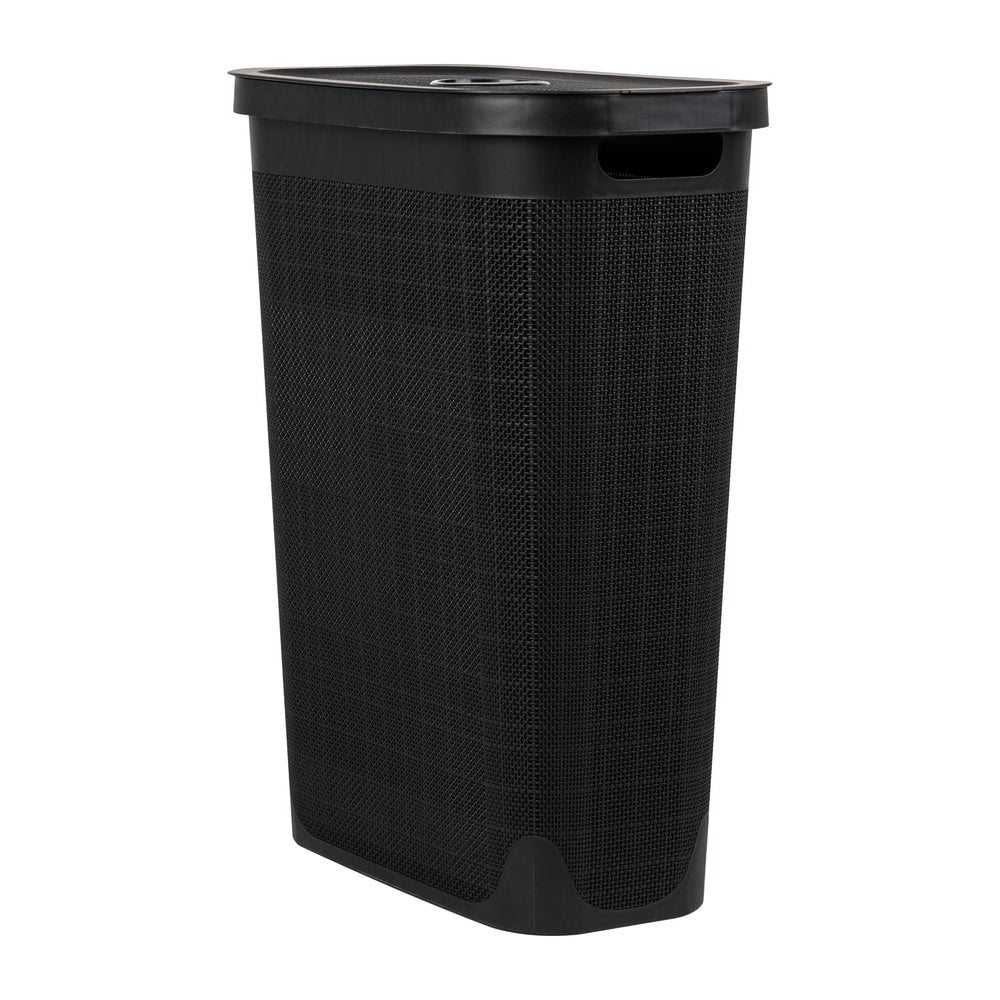 Mind Reader Slim Laundry Hamper with Lid, 40L Clothes Basket, Linen Design, P...