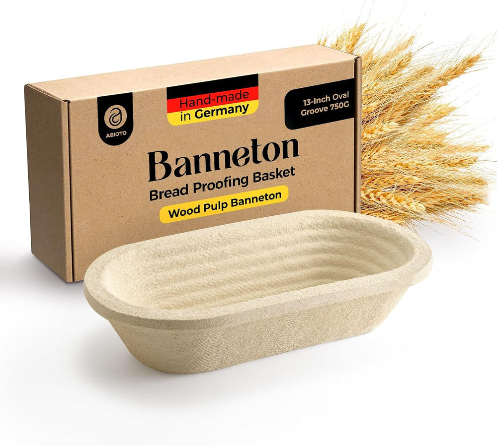 Wood Pulp Banneton Bread Proofing Basket – 13" Oval 1.5LB Brotform, Groo...