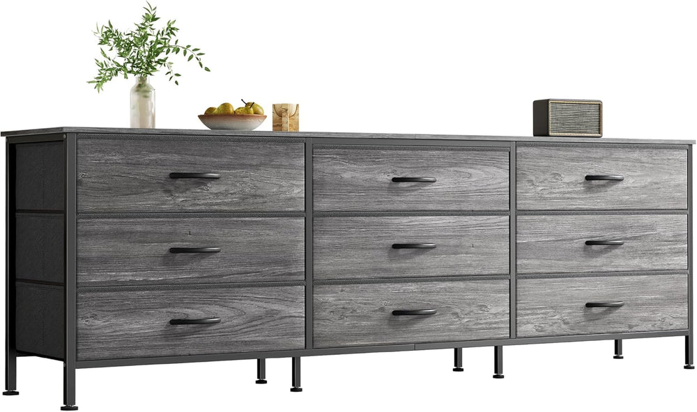 Huuger 63 Inch Dresser for Bedroom, Long Dresser for Closet with 9 Drawers, L...