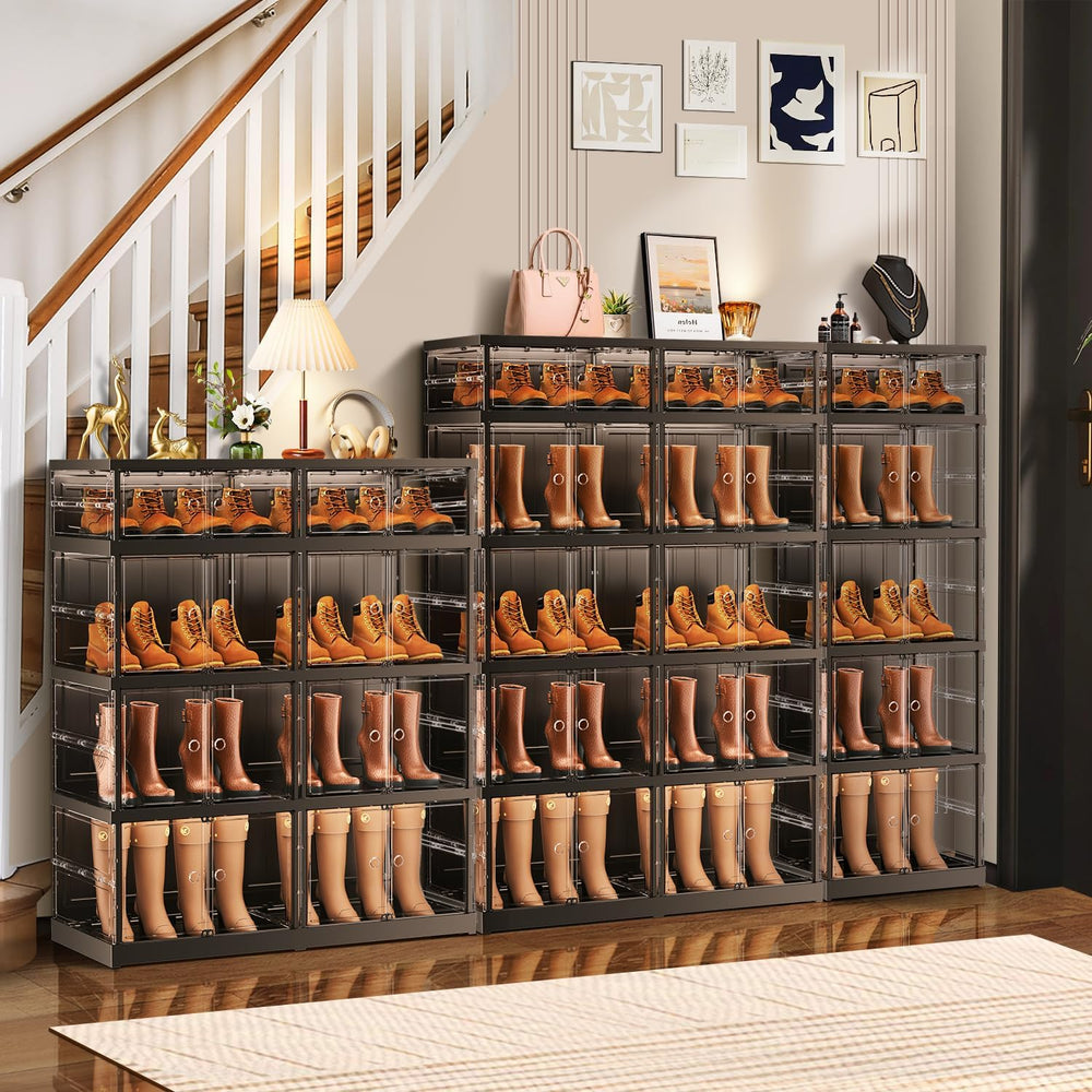 CIMLORD 5-Tier Foldable Shoe Rack Organizer for Boots, 10 Pairs, Black