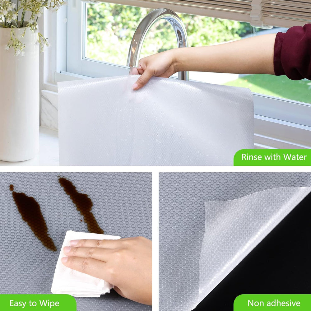 Shelf Liner Non Adhensive Drawer Cabinet Mat Clear 17.5"× 236.2" Pa...