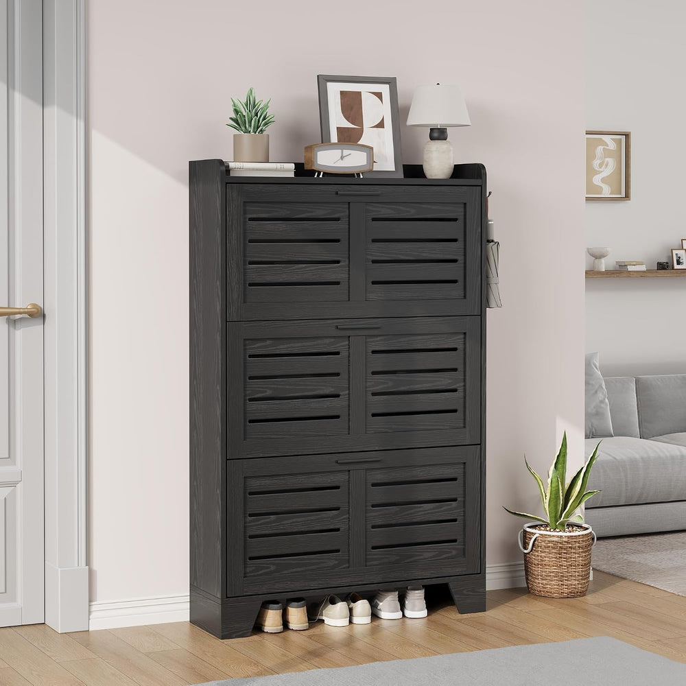 Garvee Shoe Storage Cabinet with 3 Flip Drawers, Freestanding Shoe Organizer ...