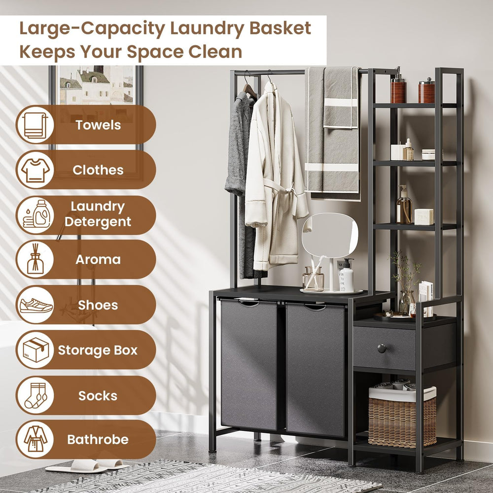Creso hom Laundry Hamper with Shelf, 5 Tiers Tall Laundry Basket Sorter with ...