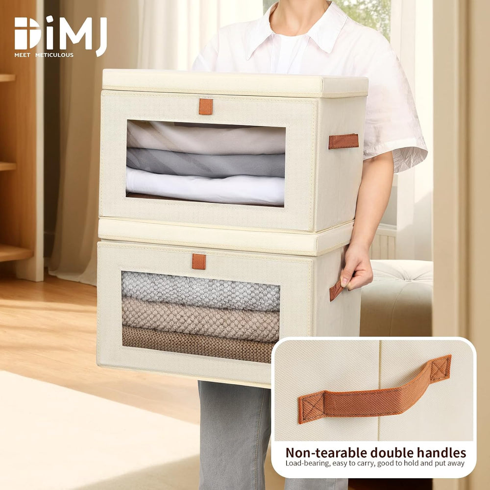 DIMJ Storage Bins with Lids - 6 Pack Large Fabric Closet Organizer with Windo...