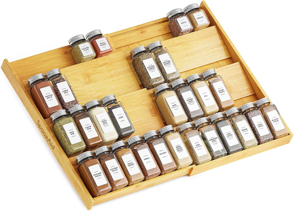 SpaceAid Bamboo Spice Drawer Organizer, (Need 3" Deep Drawer) Expandable...