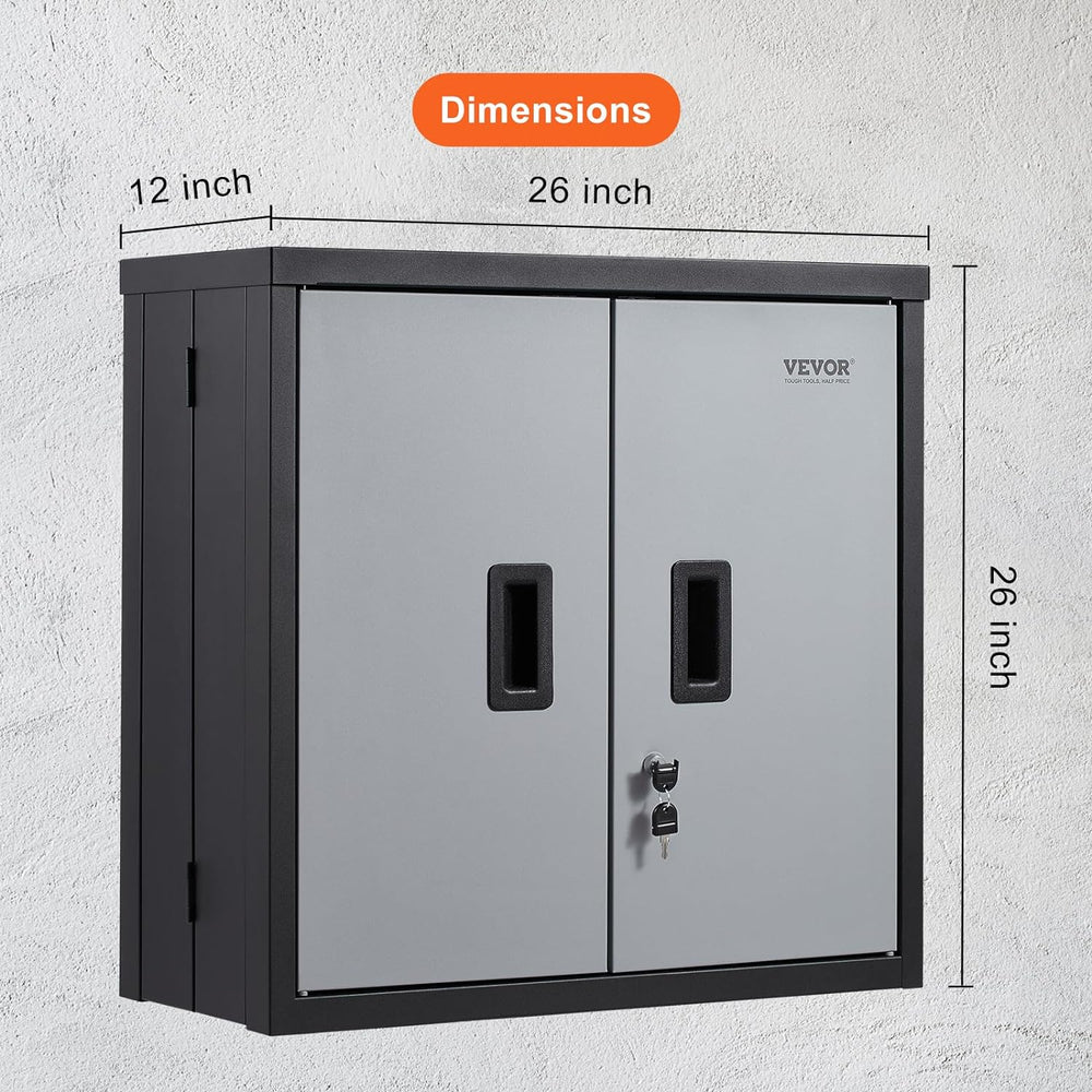VEVOR Foldable Wall Cabinet, Metal Garage Locker Mounted 26" Small Tool ...