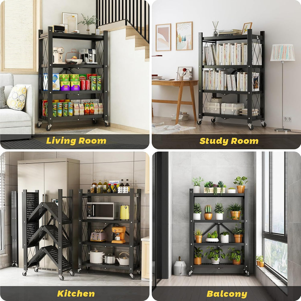 All-in-one Heavy Duty Storage Shelving Unit, Foldable Storage Shelves with Wh...