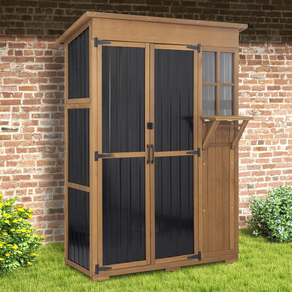Large Outdoor Storage Cabinet Waterproof with Shelves, Outside Storage Shed T...