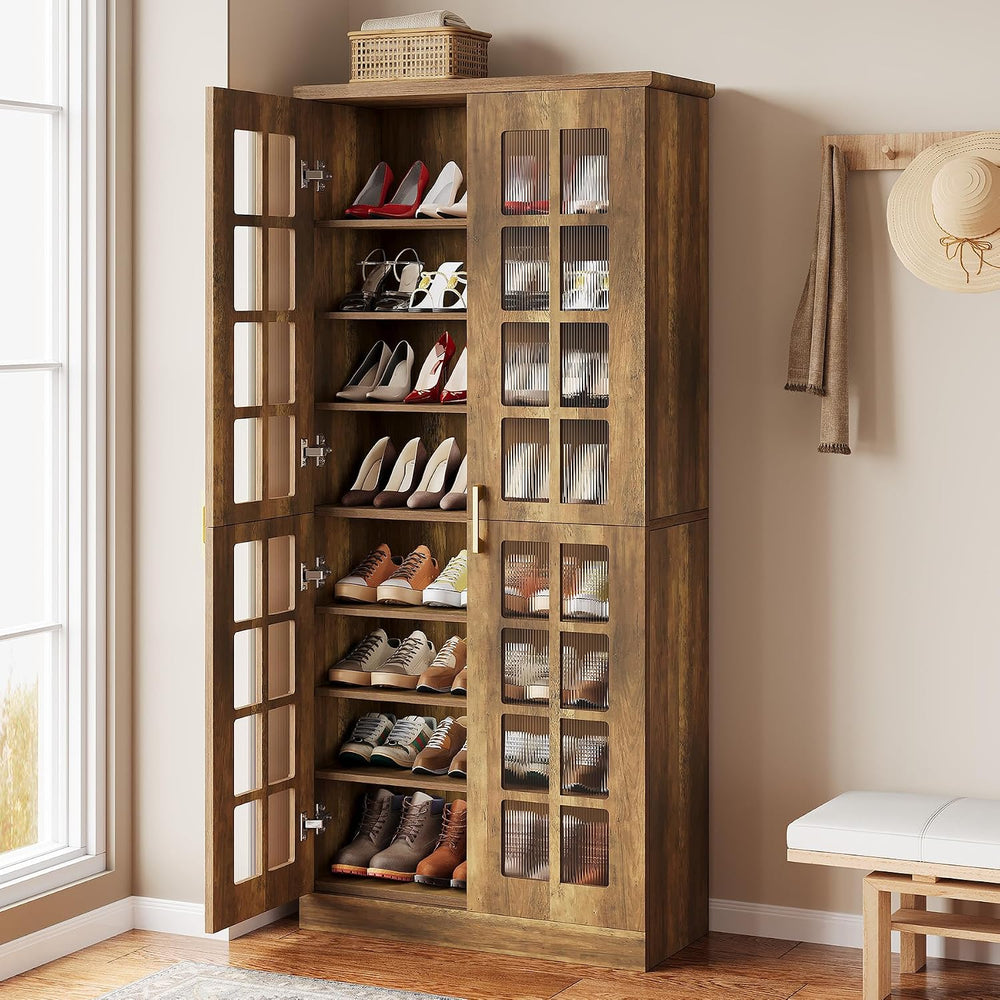 Tribesigns Tall Shoe Cabinet with Doors, 8-Tier Shoe Storage with Adjustable ...