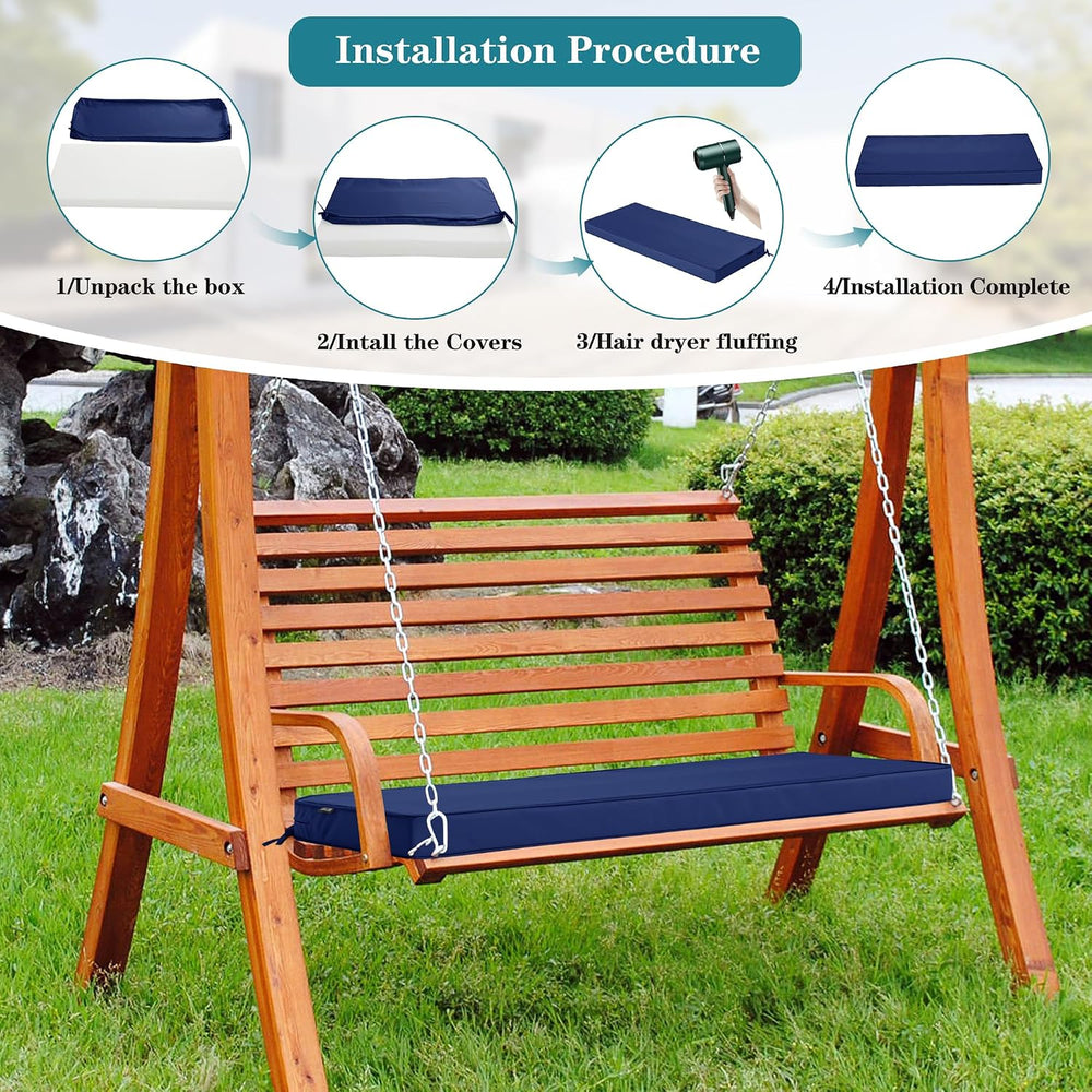 Outdoor Bench Cushions 48 x 18 Inch Thick Waterproof Porch Swing Cushions wit...