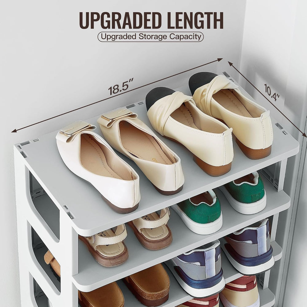 TRZZ 5-Tier Shoe Rack, Narrow Stackable Organizer, Grey
