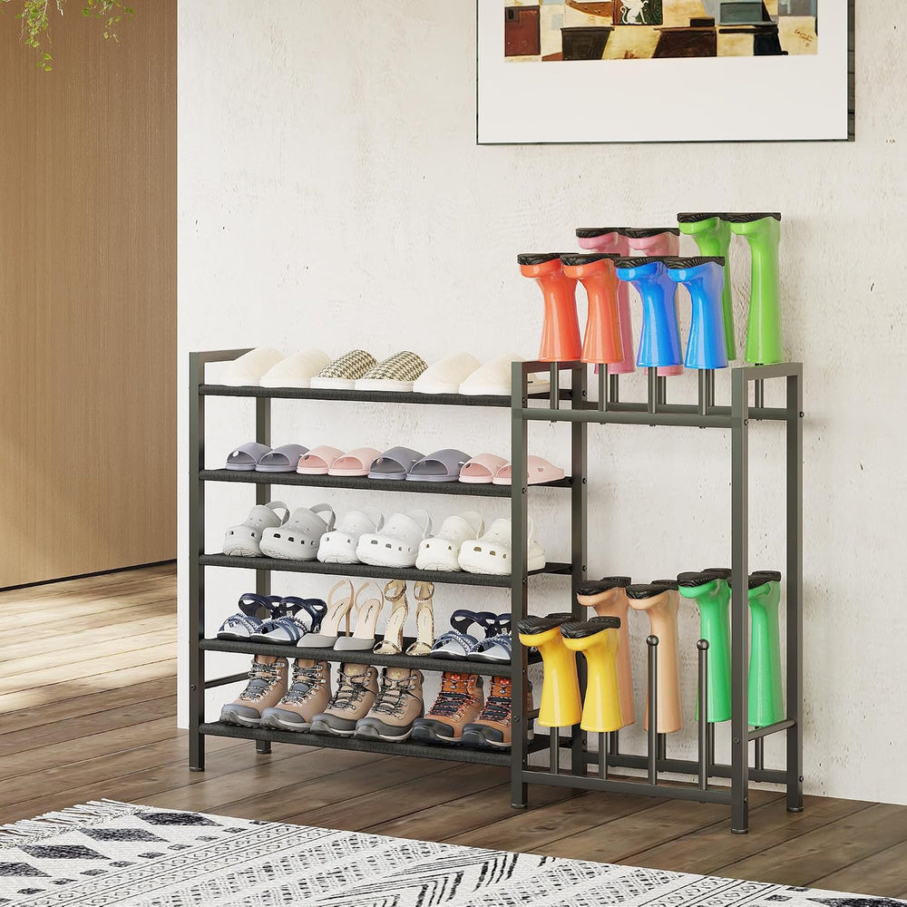 5-Tier Boot Rack with Shoe Storage Shelves, Large Capacity Shoe Organizer