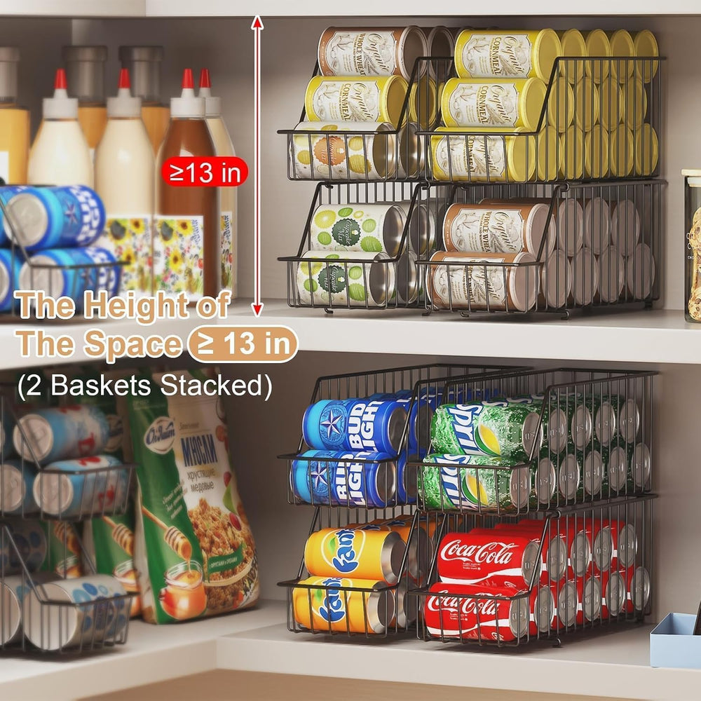 6 Pack Can Storage Organizer for Pantry, Stackble Lengthen Can Holder Rack,Ma...
