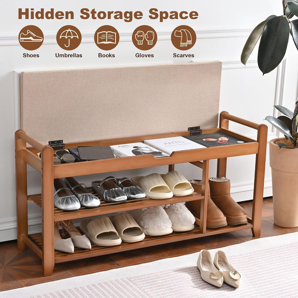 39.4in Shoe Bench with Coat Rack, Entryway Shoe Rack Organizer for Hallway