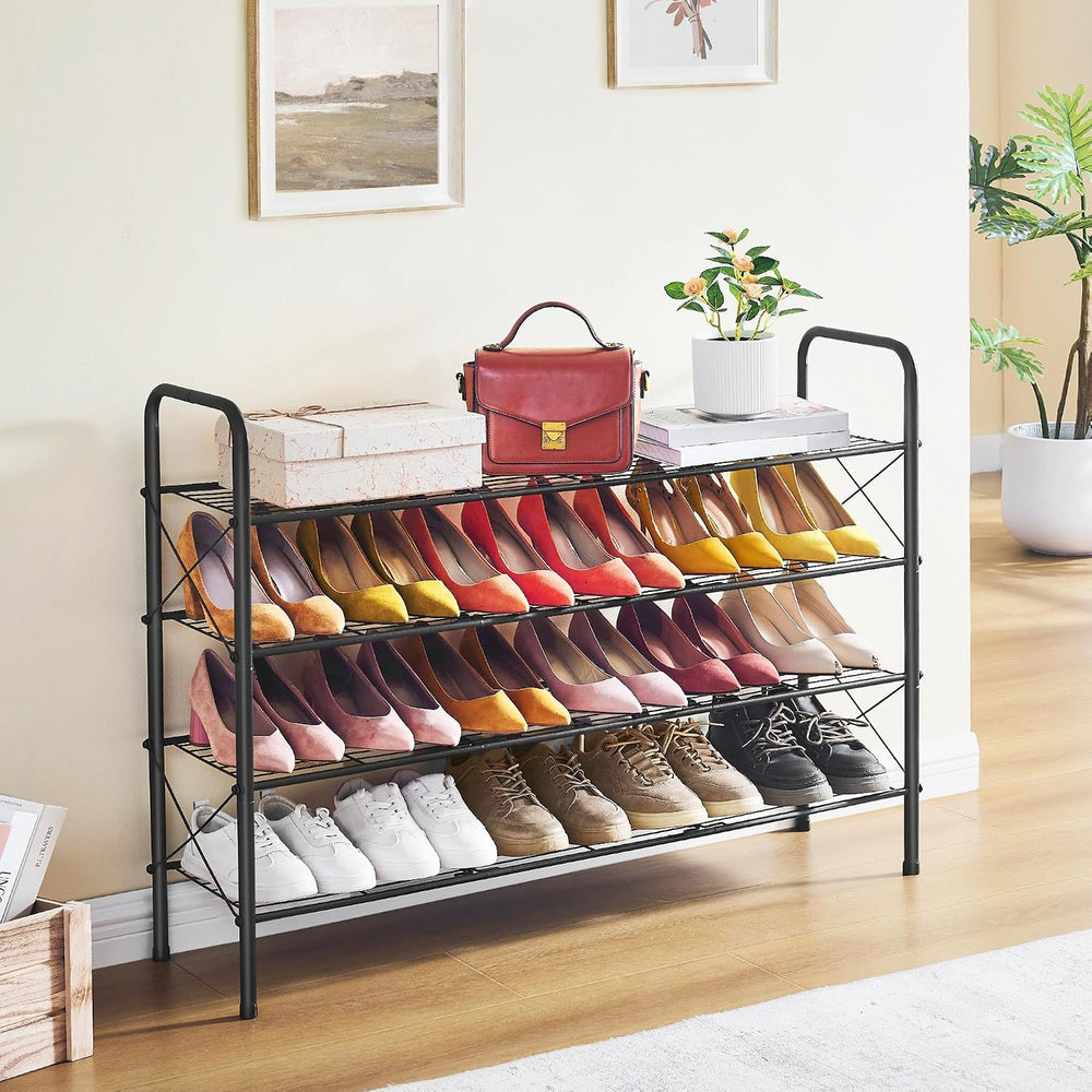 Hoctieon 4 Tier Mesh Style Shoe Rack, Entryway Shoe Shelf, Shoe Storage Organ...