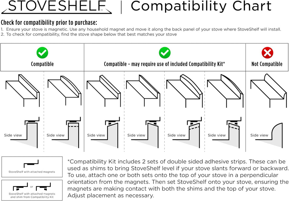 StoveShelf 30" Length Stainless Steel Finish Magnetic Shelf for Kitchen ...