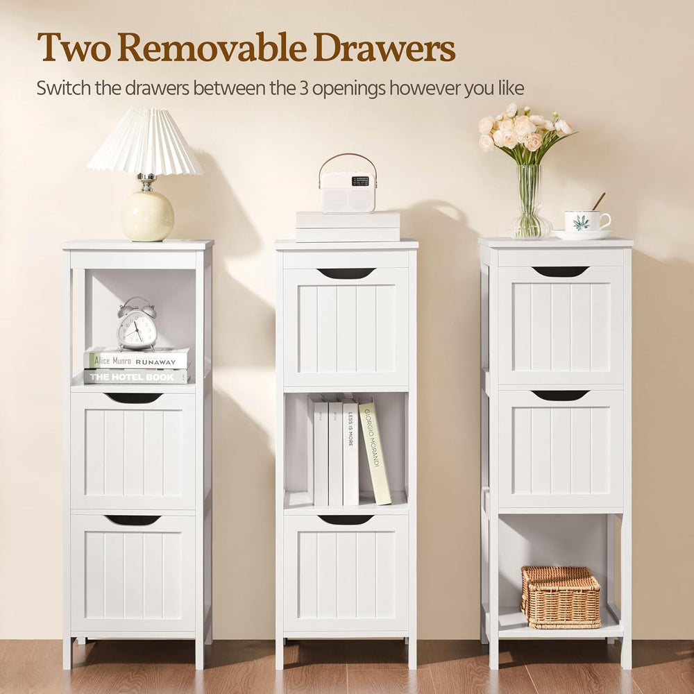 Yaheetech Small Bathroom Storage Cabinet with 2 Drawers & Open Shelf, White