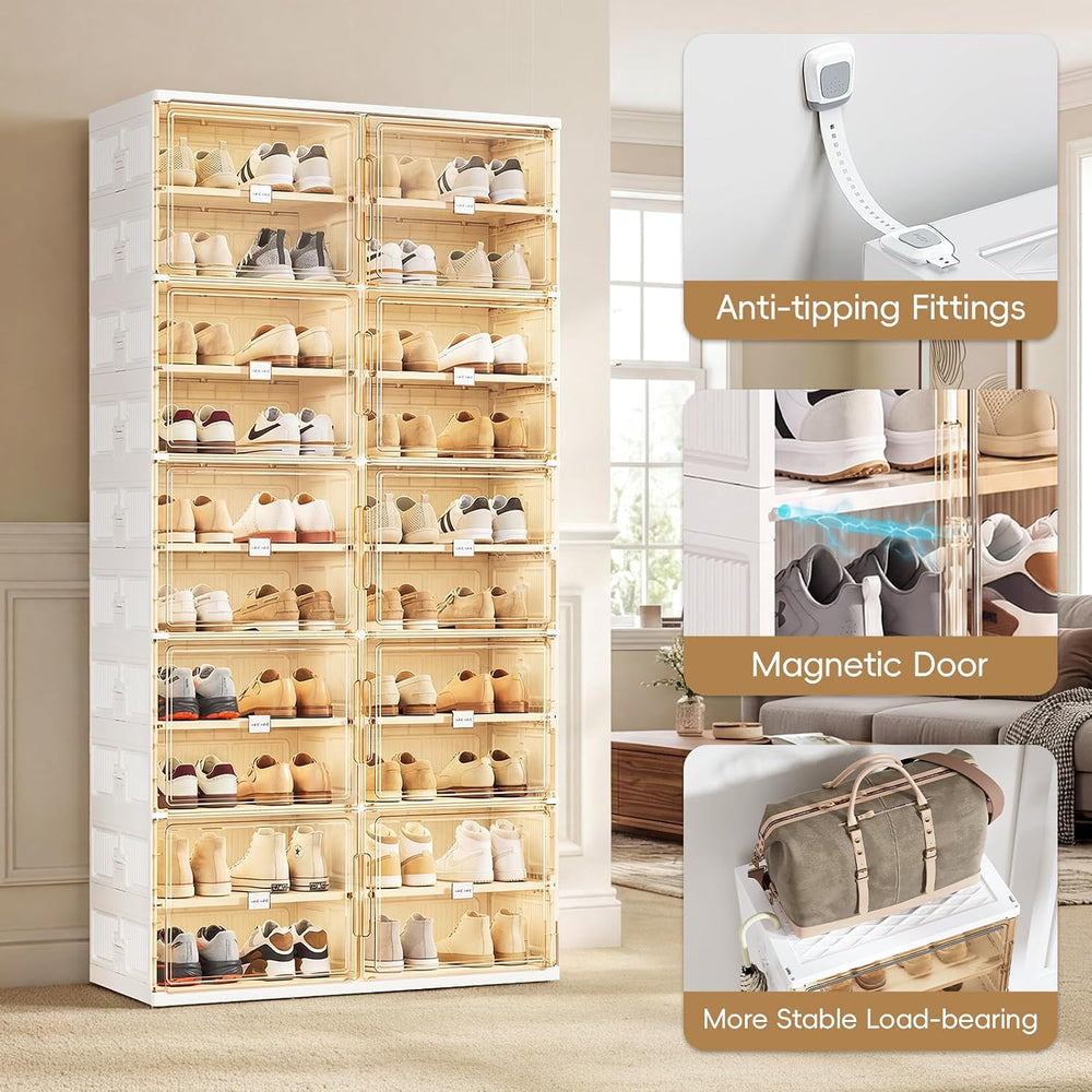 JEKO&JEKO 4 Tiers Foldable Shoe Rack Organizer Cabinet for Closet Entrywa...