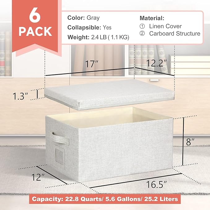 Large 17''x12'' Quart Collapsible Stackable Storage Bins