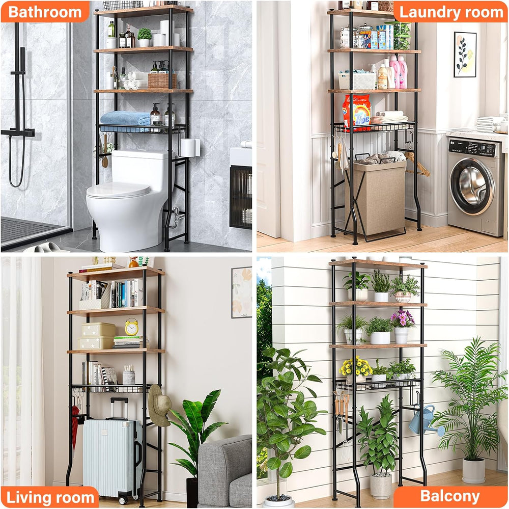 Over-The-Toilet Storage Shelves, 4-Tier Bathroom Organizer Shelf Over Toilet ...