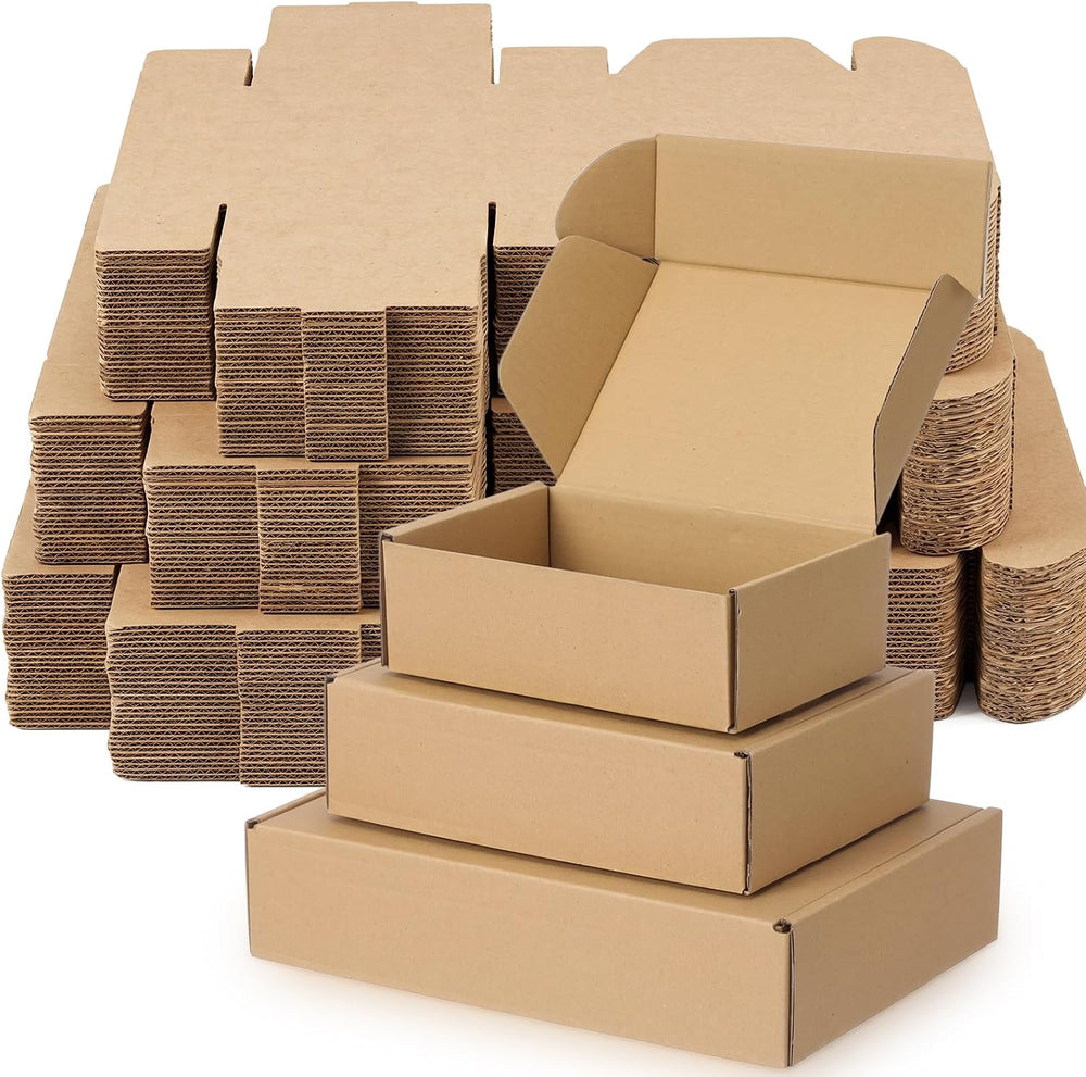 Qilery 100 Pcs Small Shipping Boxes Assorted Sizes, 6x4x2", 7x5x2",...