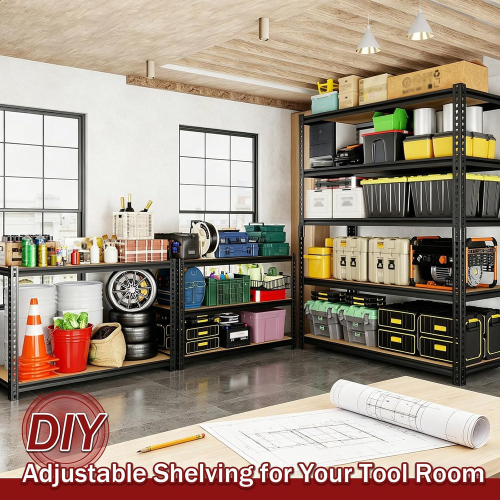 72" H Heavy Duty Garage Shelving, 2400LBS Capacity 5-Tier Storage Shelve...