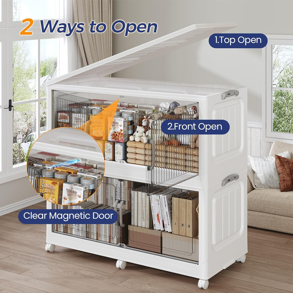 120Gal Extra Large Stackable Storage Bins with Lid, 480QT Foldable Collapsibl...